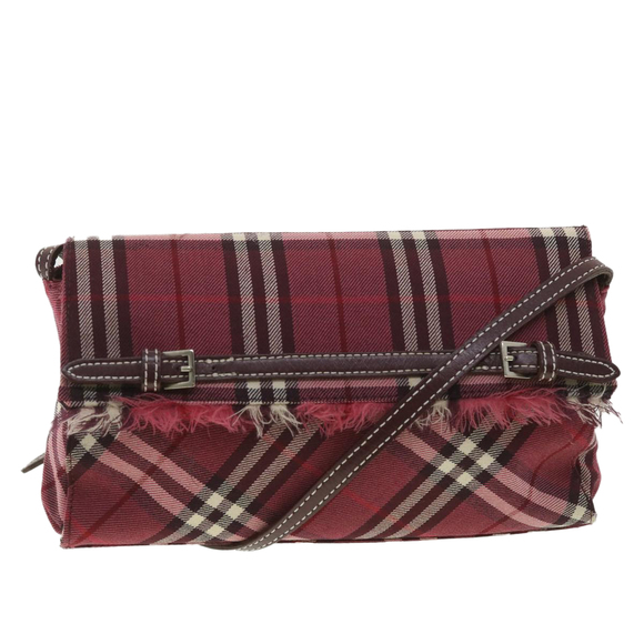 BURBERRY Nova Check Shoulder Bag Nylon Red Auth ti917 - Picture 1 of 16
